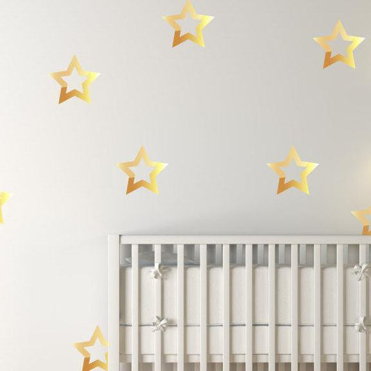 18 Large Gold Metallic Stars Wall