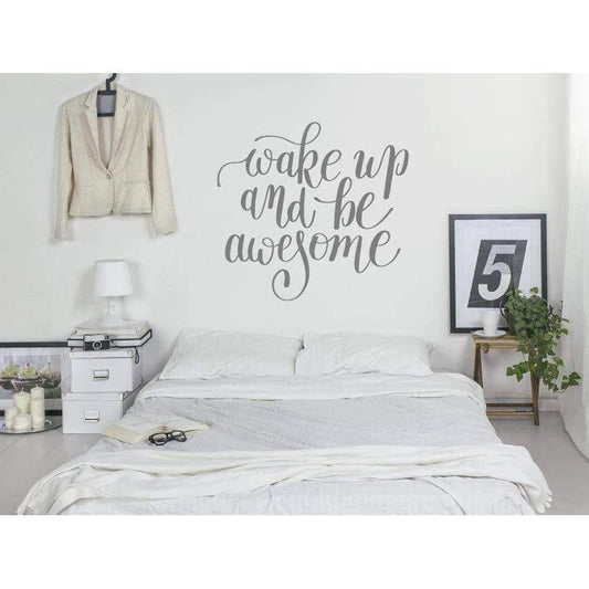 Bedroom Wall Sticker Quote  - Wake Up And Be Awesome - Wall Decal Decor For Home, Wallpaper, Mural, Wall Quote, Motivational Christmas Gift