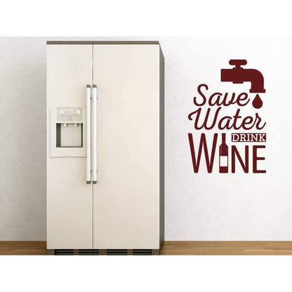 Wall Sticker Quote - Save Water Drink Wine, Kitchen/Home Wall Art Decal, Wall Quote, Mural, Wallpaper, Decor Christmas Gift