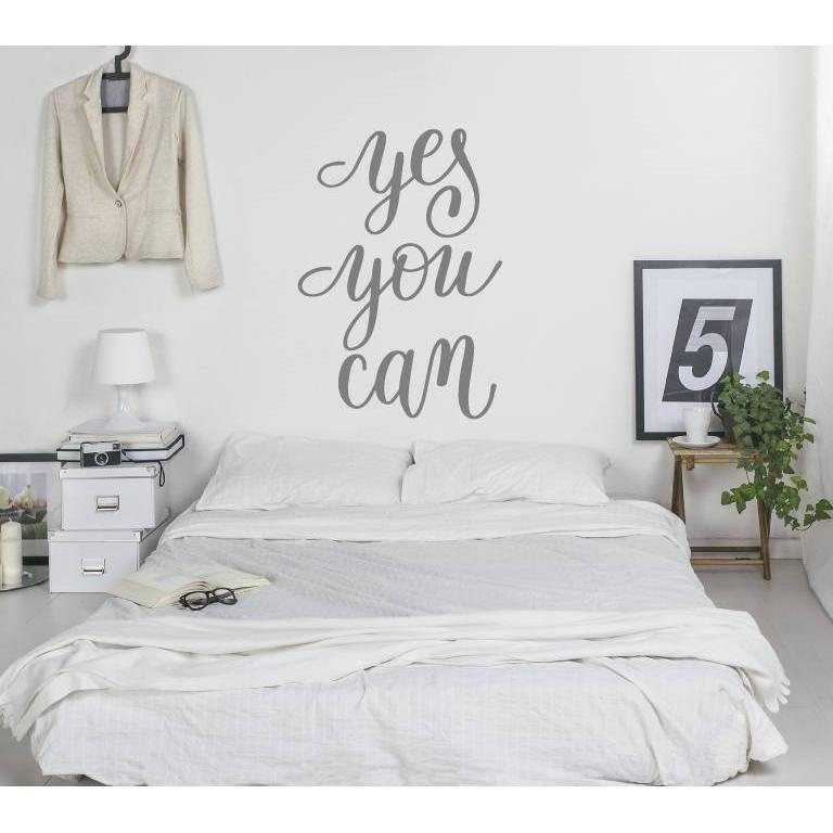 Wall Decal/Motivational Wall Sticker Quote - Yes You Can - Wall Art Quote, Home Decor, Mural, Wallpaper Christmas Gift