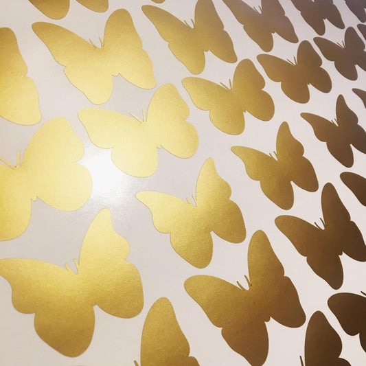 48 Gold Butterfly Nursery Wall Stickers
