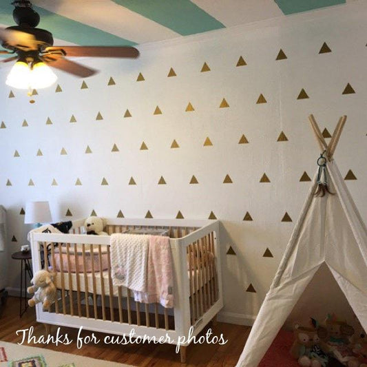 100 Gold Metallic Triangle Wall Stickers, Gold triangle Decals, Triangle Wall Stickers, Triangles, Decoration Confetti, Nursery Wall Decals