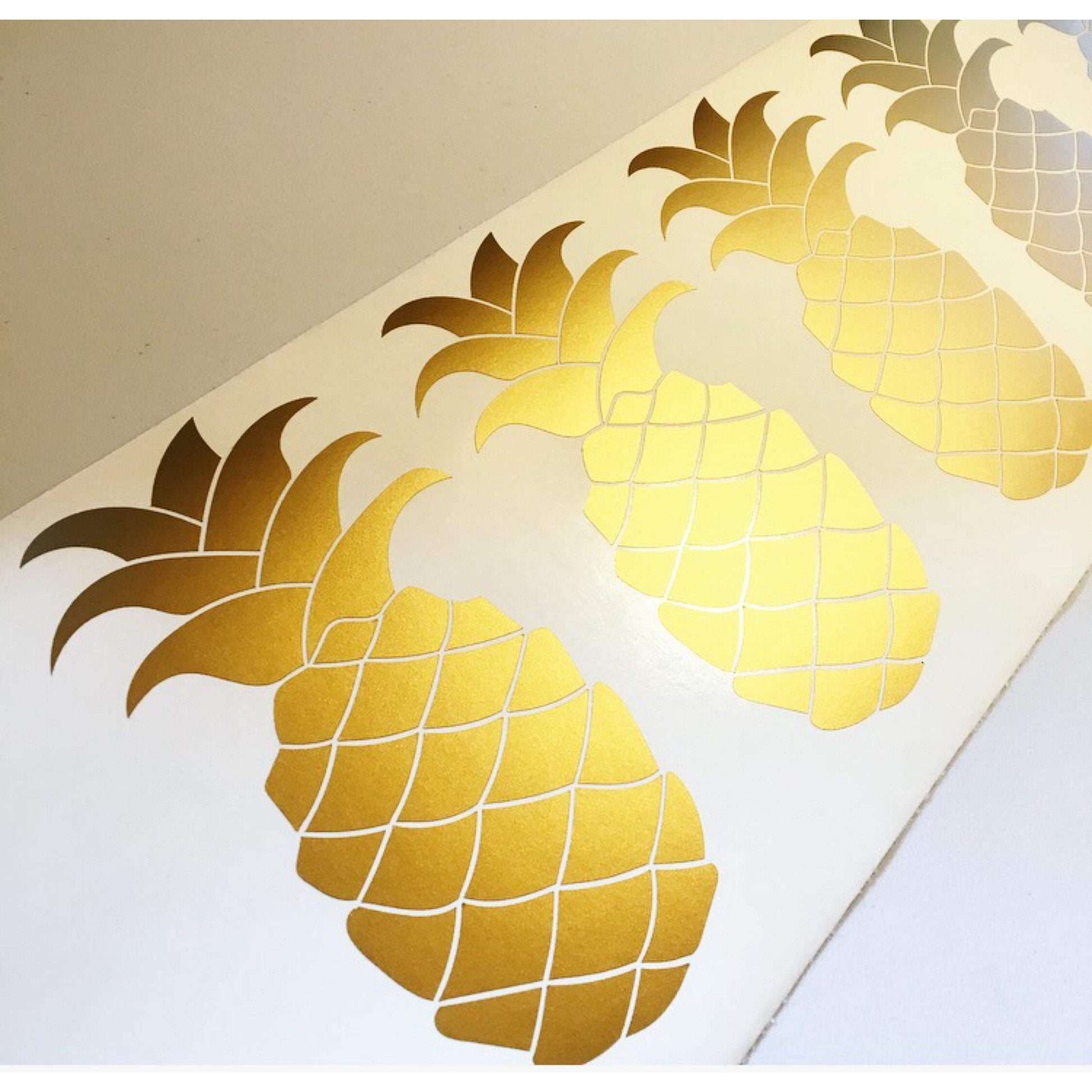 Gold Wall Stickers, Wall Decals, Pineapple Wall Stickers, Wall Art, Vinyl Wall Decal, Wall Decor, Home Decor, Murals, Wallpaper, Decals