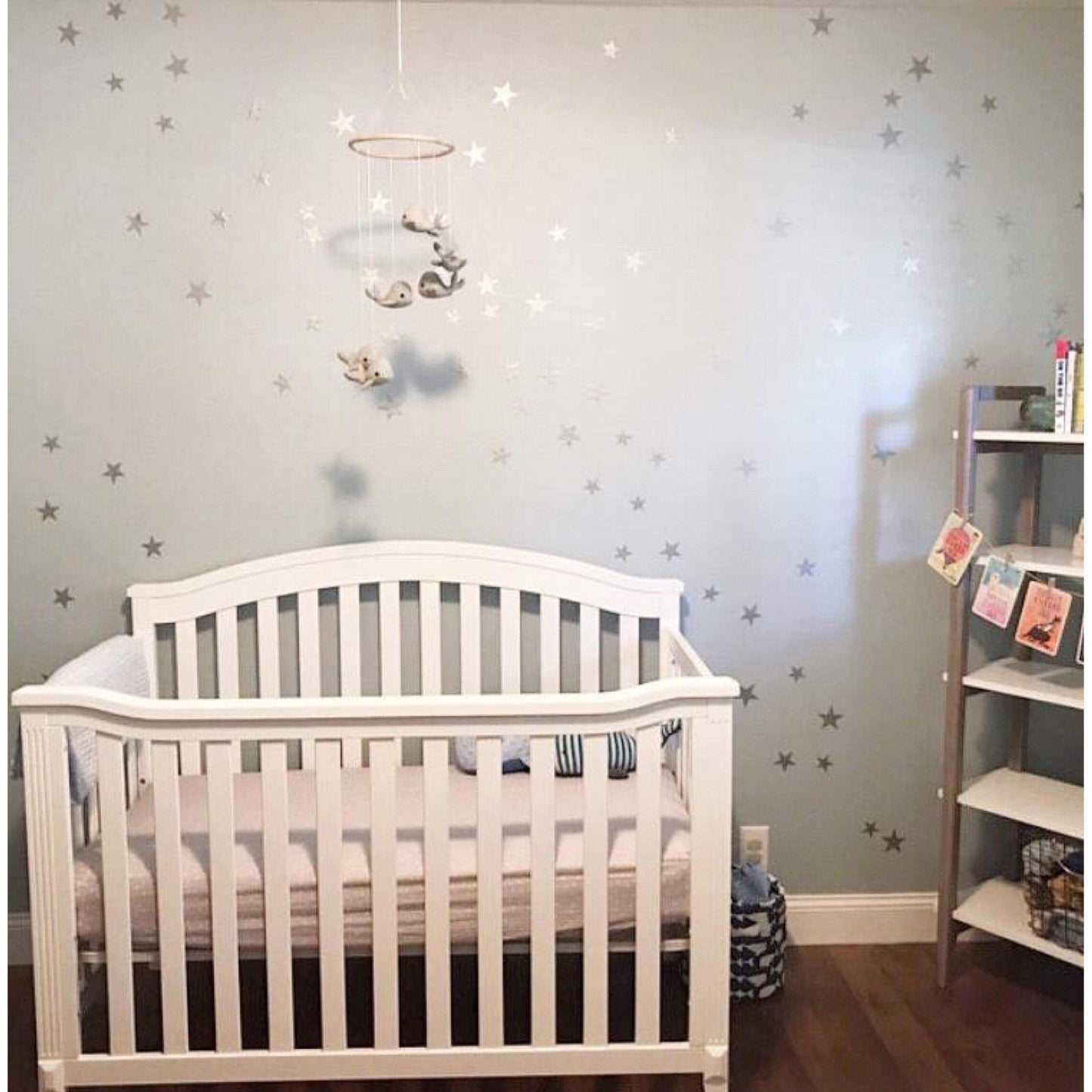 Nursery Wall Decals, Wall Stickers, 120 Silver Metallic Stars, Nursery Wall Stickers, Wall Decals, Wall Art , Vinyl, Wallpaper Home Decor