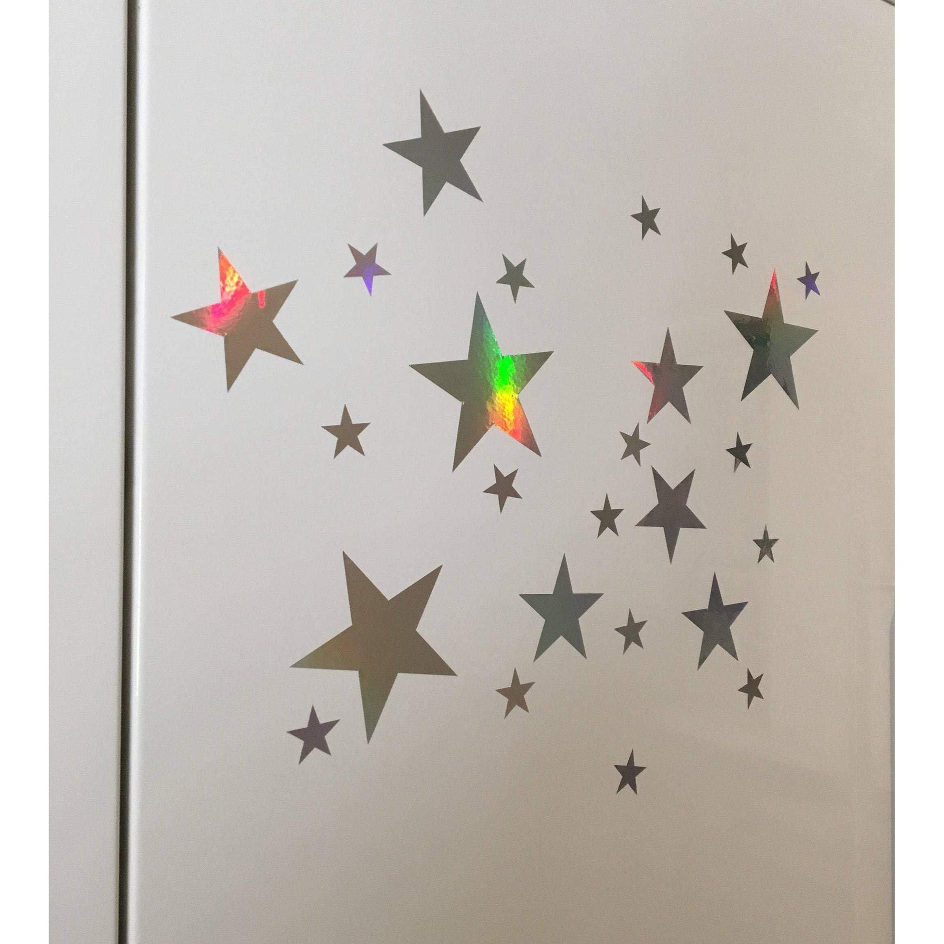 Nursery Wall Decals, 120 ULTRA Silver Rainbow Nursery Wall Stickers, Childrens Bedroom,Decor, Vinyl, Star Stickers, Star Decals, Wallpaper