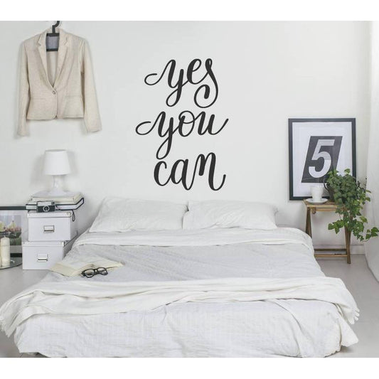 Wall Decal/Motivational Wall Sticker Quote - Yes You Can - Wall Art Quote, Home Decor, Mural, Wallpaper Christmas Gift