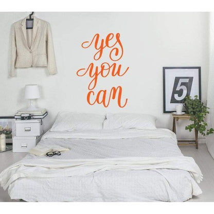 Wall Decal/Motivational Wall Sticker Quote - Yes You Can - Wall Art Quote, Home Decor, Mural, Wallpaper Christmas Gift