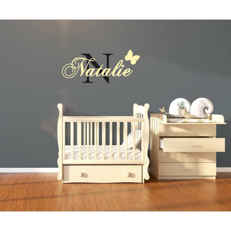 Custom Girls Name Nursery Wall Decal, Personalised, Nursery Wall Sticker, Baby Shower Gift - Name With Butterfly, Nursery Wall Art, Quote