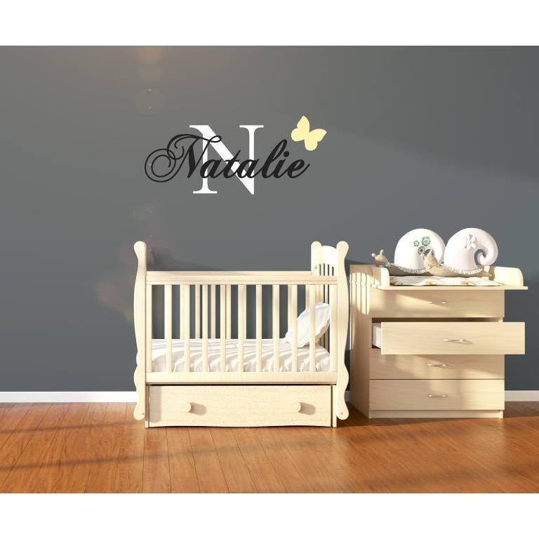 Custom Girls Name Nursery Wall Decal, Personalised, Nursery Wall Sticker, Baby Shower Gift - Name With Butterfly, Nursery Wall Art, Quote
