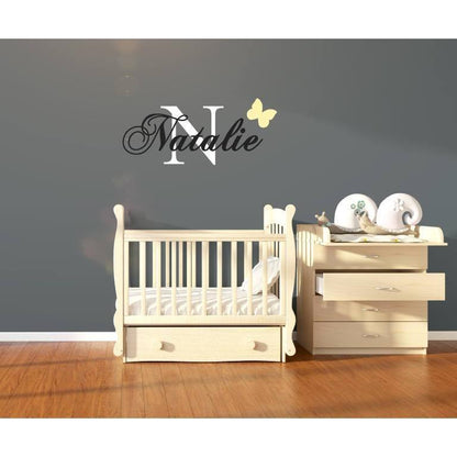 Custom Girls Name Nursery Wall Decal, Personalised, Nursery Wall Sticker, Baby Shower Gift - Name With Butterfly, Nursery Wall Art, Quote
