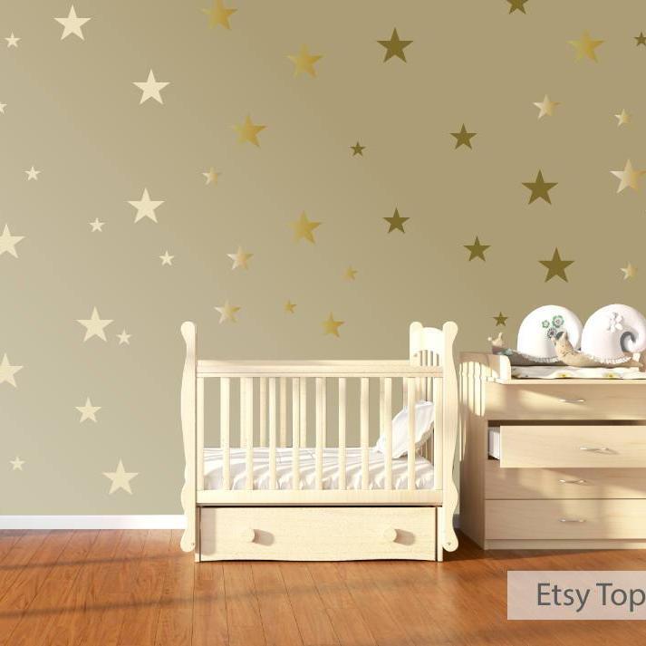 120 Gold Metallic Star Wall Stickers