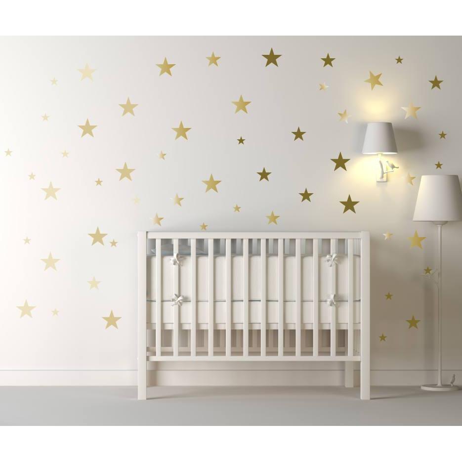 120 Gold Metallic Stars Nursery Wall Decals, Nursery Wall Stickers, Childrens/Baby Wall Art, Baby Shower Gift, Vinyl, Wallpaper Art Decor