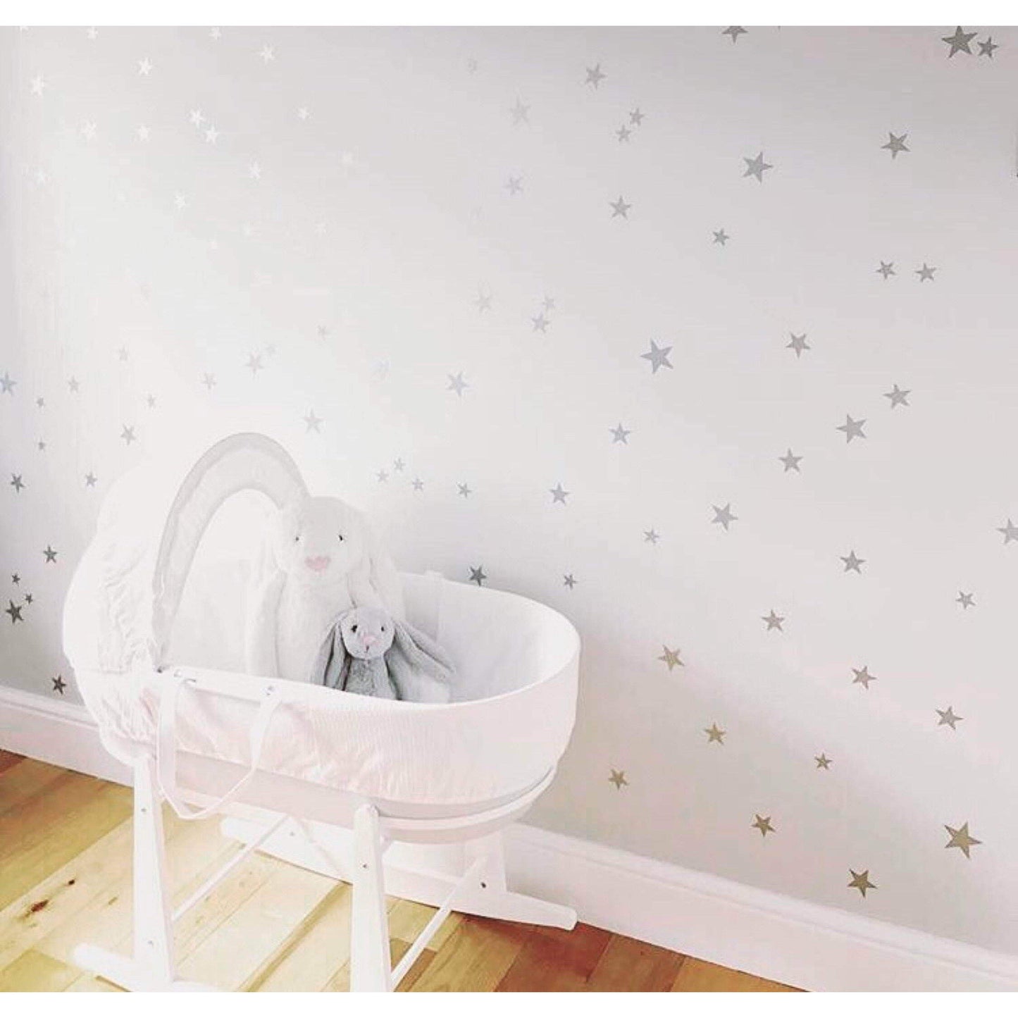 Nursery Wall Decals, Wall Stickers, 120 Silver Metallic Stars, Nursery Wall Stickers, Wall Decals, Wall Art , Vinyl, Wallpaper Home Decor