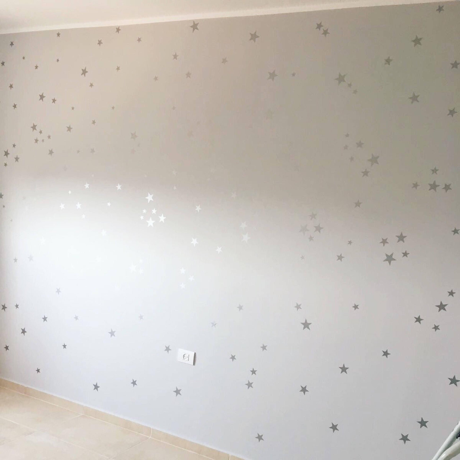 Nursery Wall Decals, Wall Stickers, 120 Silver Metallic Stars, Nursery Wall Stickers, Wall Decals, Wall Art , Vinyl, Wallpaper Home Decor