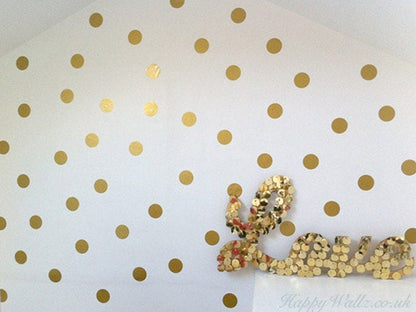 100 Polka Dot Gold Wall Stickers, Gold Dot Wall Decals, Gold Dot Wall Stickers, Polka Dot Stickers, Polka Dot Decals, Gold Wall Decals