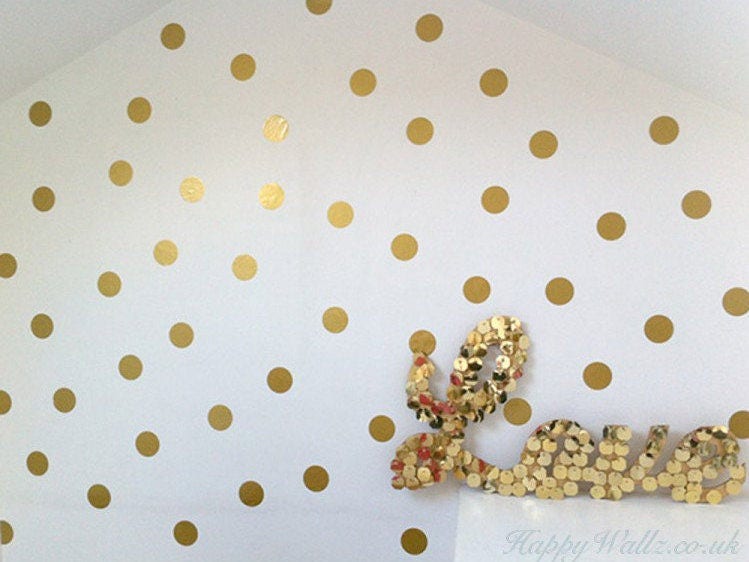 Polka Dot Nursery Wall Decals Wall Stickers For Kids Room Gold Polkas Dot Peel And Stick Metallic Gift For Kids Newborn Gift Ideas