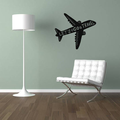 Wall Sticker Quote, Wall Decal Quote, Lets Go Travel, Plane Wall Decal, Plane Wall Sticker, Bedroom Wall Decal, Bedroom Wall Art, Office Art