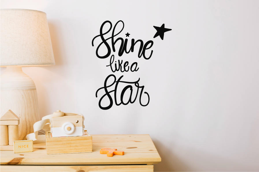 Wall Sticker Quote, Nursery Decal, Wall Quote, Shine Like a Star, Nursery Wall Art, All Art Quote, Quotes For Walls, Nursery Decor, Star