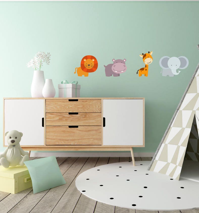 Animal Wall Decals, Kids Wall Decals, Childrens Wall Decal, Lion Wall Decal, Giraffe Decal, Hippo Decal, Lion Wall Art, Kids Decals, Art, 16