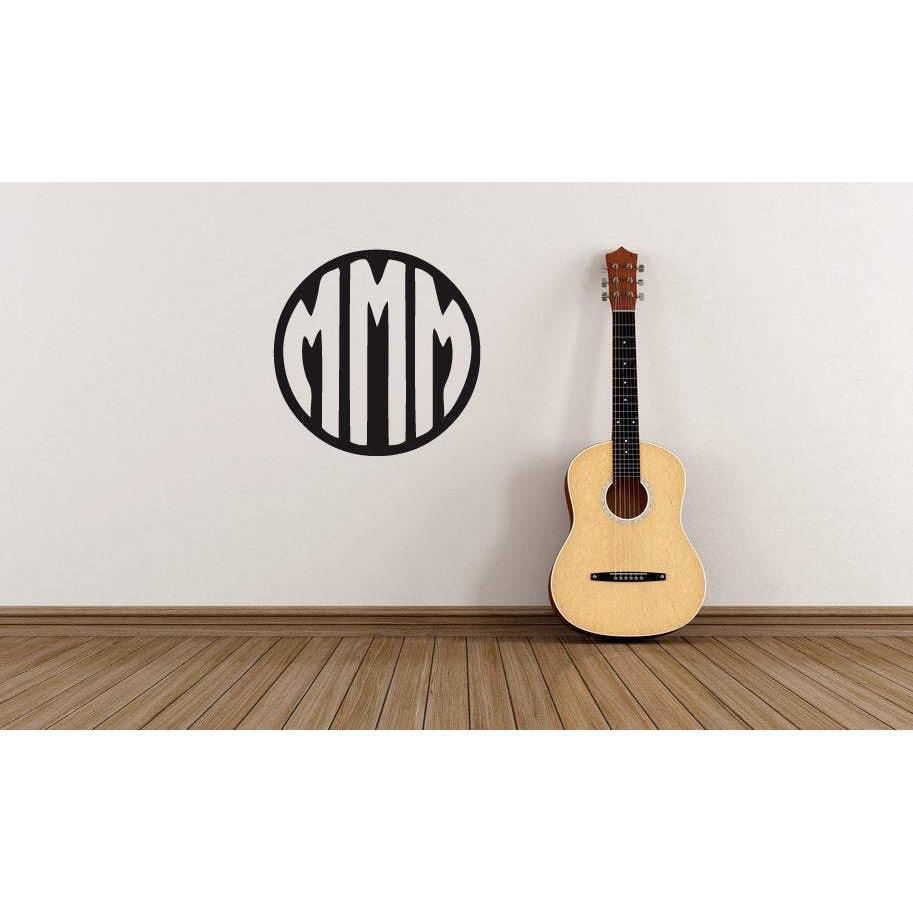 Monogram Font Decal, Monogram Art, Wall Decal Sticker, Circle Monogram, Monogram, Vinyl Decal, Vinyl Sticker, Laptop Monogram, Tablet, 078