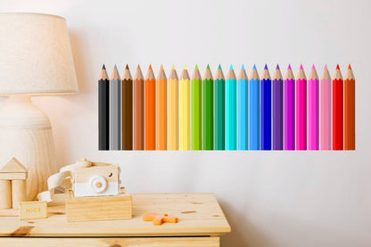 Giant Colourful Pencil Nursery Wall Stickers, Pencil Decals, Kids Decals, Decals For Kids, Stickers Art, Blue, Green, Black, Red, Pink, 28