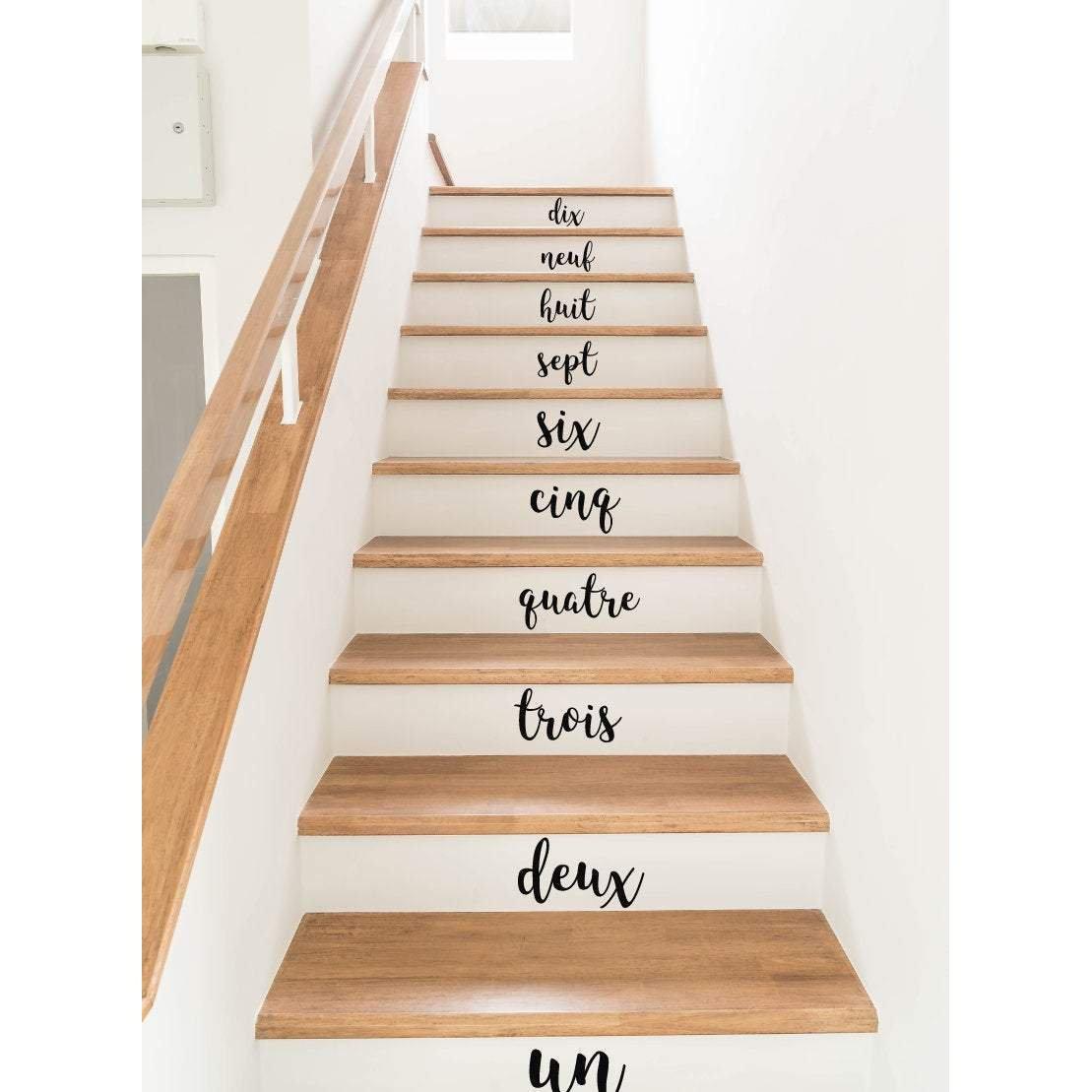 Stair Stickers, Stair Decals, Stair Riser Decals, Stair Riser Stickers, French, French Numbers, 1-10, Stair Numbers, French Wall Decals, 390