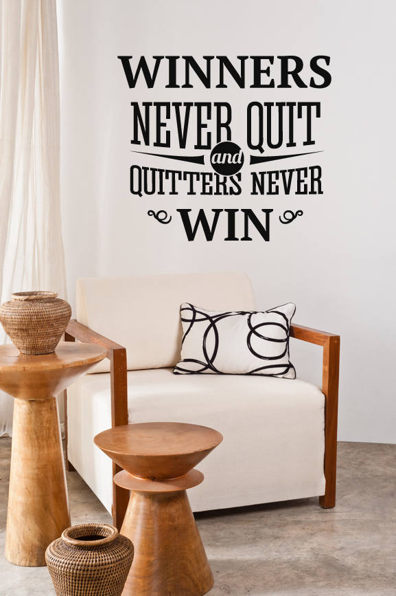 Motivational Quote, Never Quit, Wall Decal Quote, Wall Sticker Quotes, Wall Art Quote, Wall Decal, Wall Sticker, Wall Sayings, Wall Decor