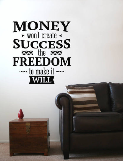 Wall Decal Quote, Motivational Quote, Money, Success, Freedom, Wall Art Quote, Wall Stickers Quotes, Wall Quotes, Wall Art, Home Decor