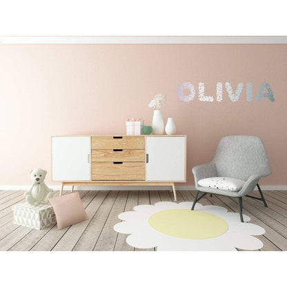 Silver Wall Decal, Personalised Decal, Personalised Art, Nursery Wall Sticker, Nursery Wall Decal, Silver Polka Dots, Polka Dot Stickers