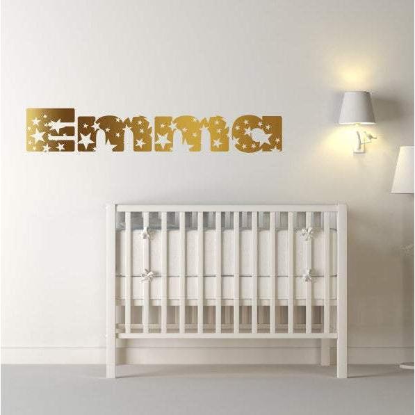 Girls Name Decal, Star Wall Art, Stars Decals, Star Wall Stickers, Gold Star Decals, Custom Name, Personalised Art, Gift For Her, Nursery