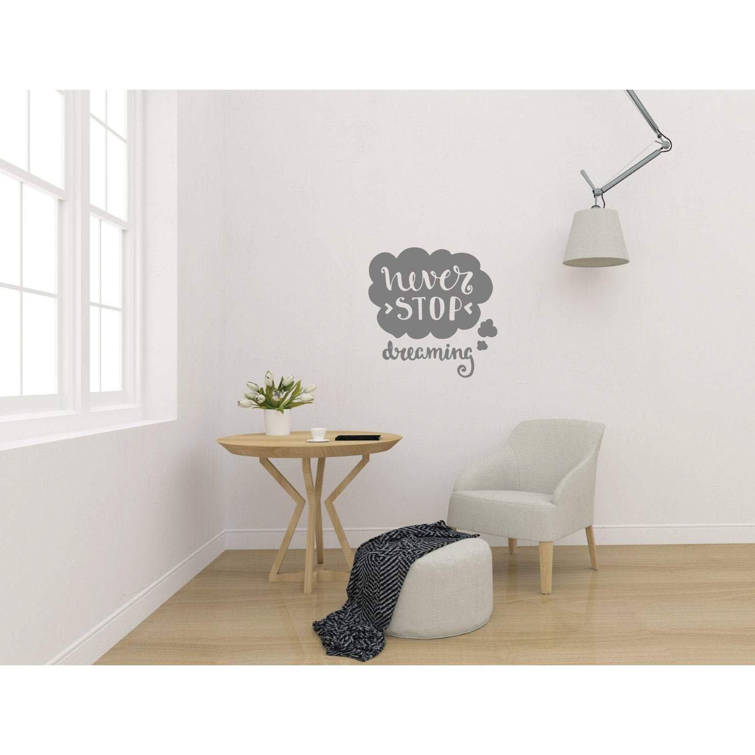 Motivational Quote, Wall Stickers Quotes, Wall Decal Quotes, Never Stop Dreaming, Inspirational, Quotes For Walls, Office Decor, Home, 200