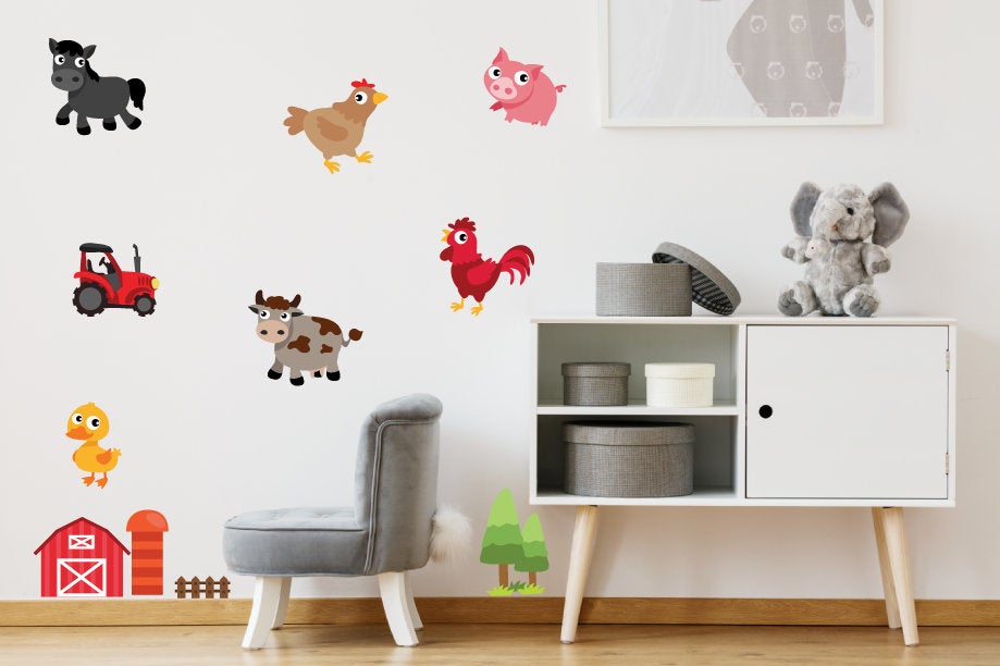 Farm Animal Stickers, Farm Decals, Stickers For Kids, Wall Art For Kids, Horse Stickers, Farmhouse, Farm Wall Art, Nursery Farm, Decor, 54