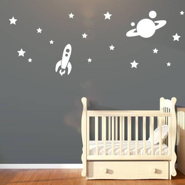 Outer Space Rocket Planet & Star Wall Stickers