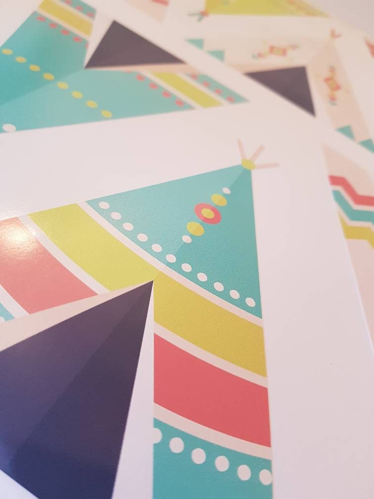 Teepee Wall Decals, Teepee Wall Art, Teepee Nursery, Teepee Tent, Tent Decals, Tent Stickers, Kids Decals, Kids Stickers, Teepee Print, 19