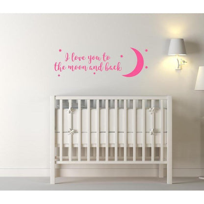 I Love You To The Moon And Back Wall Sticker Quote, Nursery Wall Quote, Wall Decal Quote, Moon Wall Decal, Decal Moon, Moon Sticker, Stars