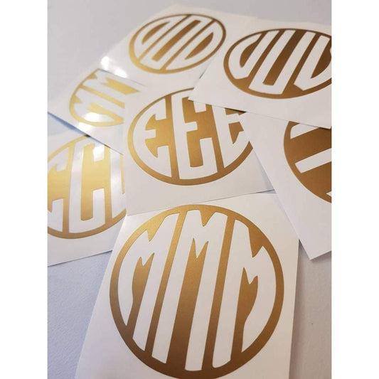 Gold Monogram Decal, Monogram Decal, Initial Decal, Custom Decal, Personalised, Initials, Gold Metallic, Bottle Decal, Tablet Decals, 077