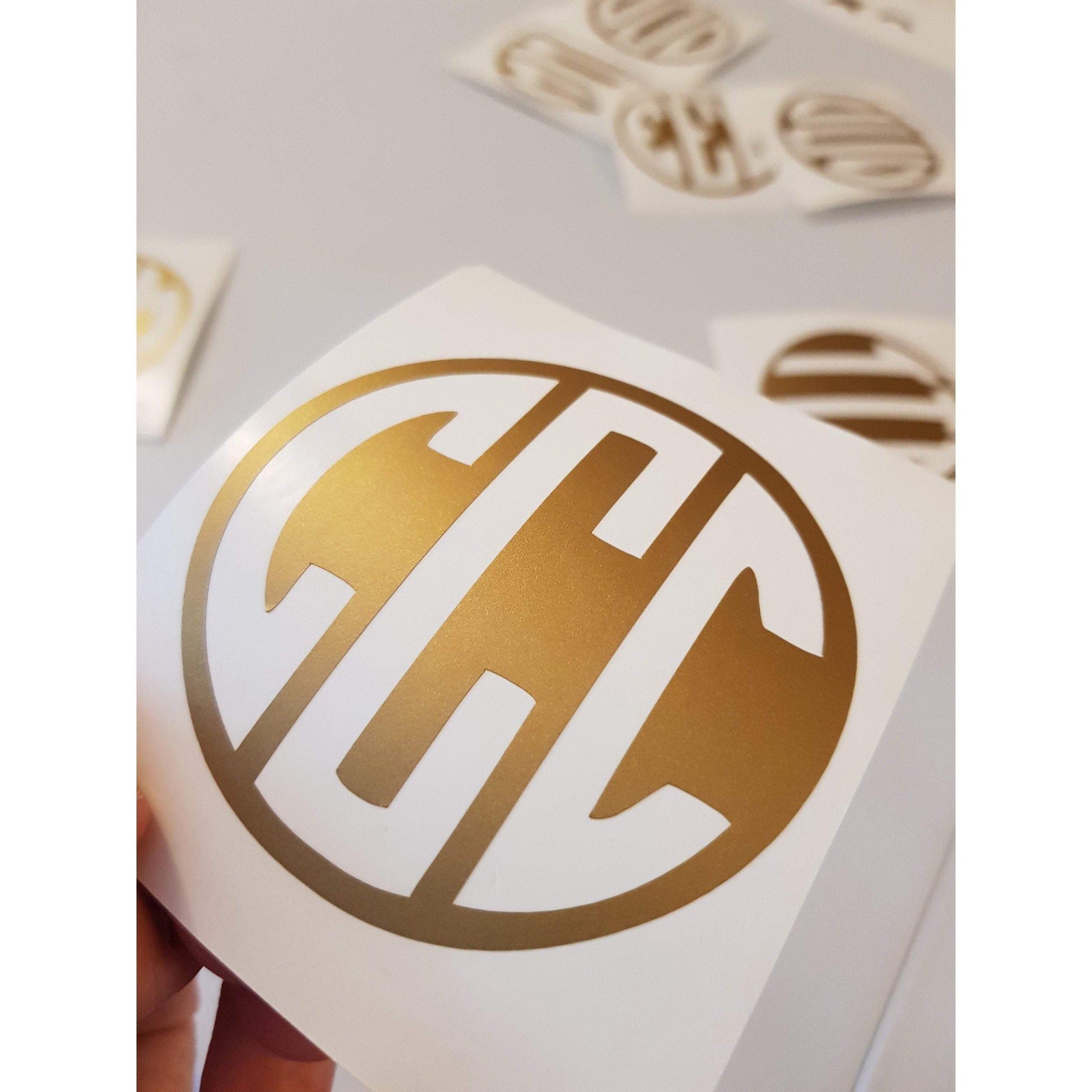 Gold Monogram Decal, Monogram Decal, Initial Decal, Custom Decal, Personalised, Initials, Gold Metallic, Bottle Decal, Tablet Decals, 077