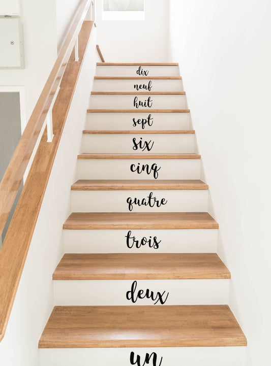 Stairs Decals, Stairs Stickers, Riser Decals, French Numbers, French Art, Vinyl Stickers, Stair Riser Stickers, Stair Riser Decals, 390