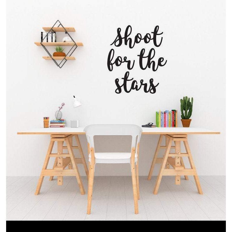 Shoot For The Stars, Wall Sticker Quotes, Motivational Wall Sticker Quote, Wall Decal Quotes, Wall Art Decor, Wall Quotes, Home Decor