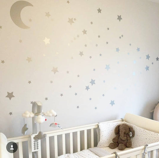 Moon And Stars Wall Decals, Moon Wall Stickers, Star Wall stickers, Nursery Wall Decals, Nursery Stickers, Wall Decals, Kids Wall Decals