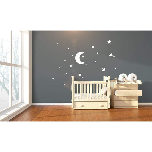 Moon And Star Stickers, Star Stickers For Nursery, Nursery Wall Art, Stickers For Nursery, Moon Decal, Star Decals, Star Wall Art, Moon Art