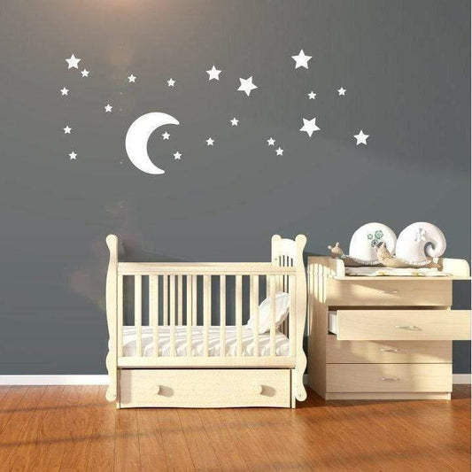 Nursery Wall Art, Moon And Star Stickers, Star Stickers For Nursery, Stickers For Nursery, Moon Decal, Star Decals, Star Wall Art, Moon Art