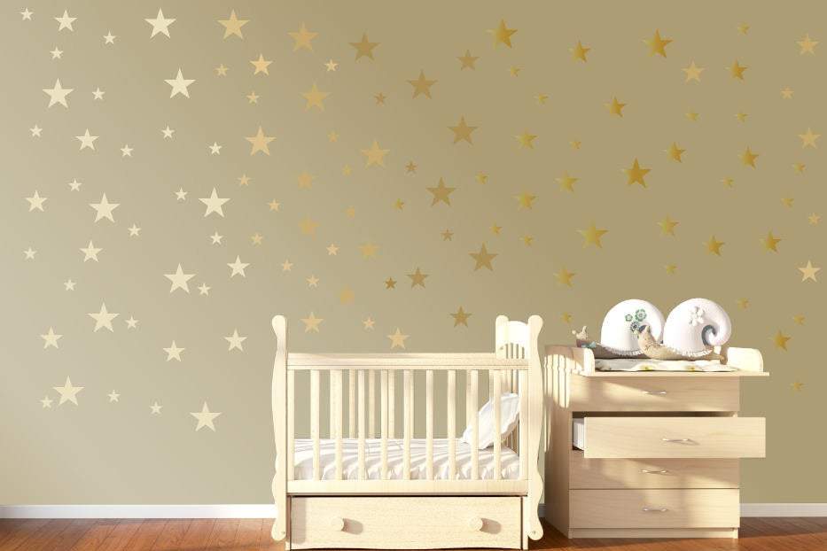 120 Gold Star Wall Stickers Gold Wall Decals Star Wall Decals Star Decals Baby Room Wall Art Gold Confetti Star Confetti Twinkle Stars Kids