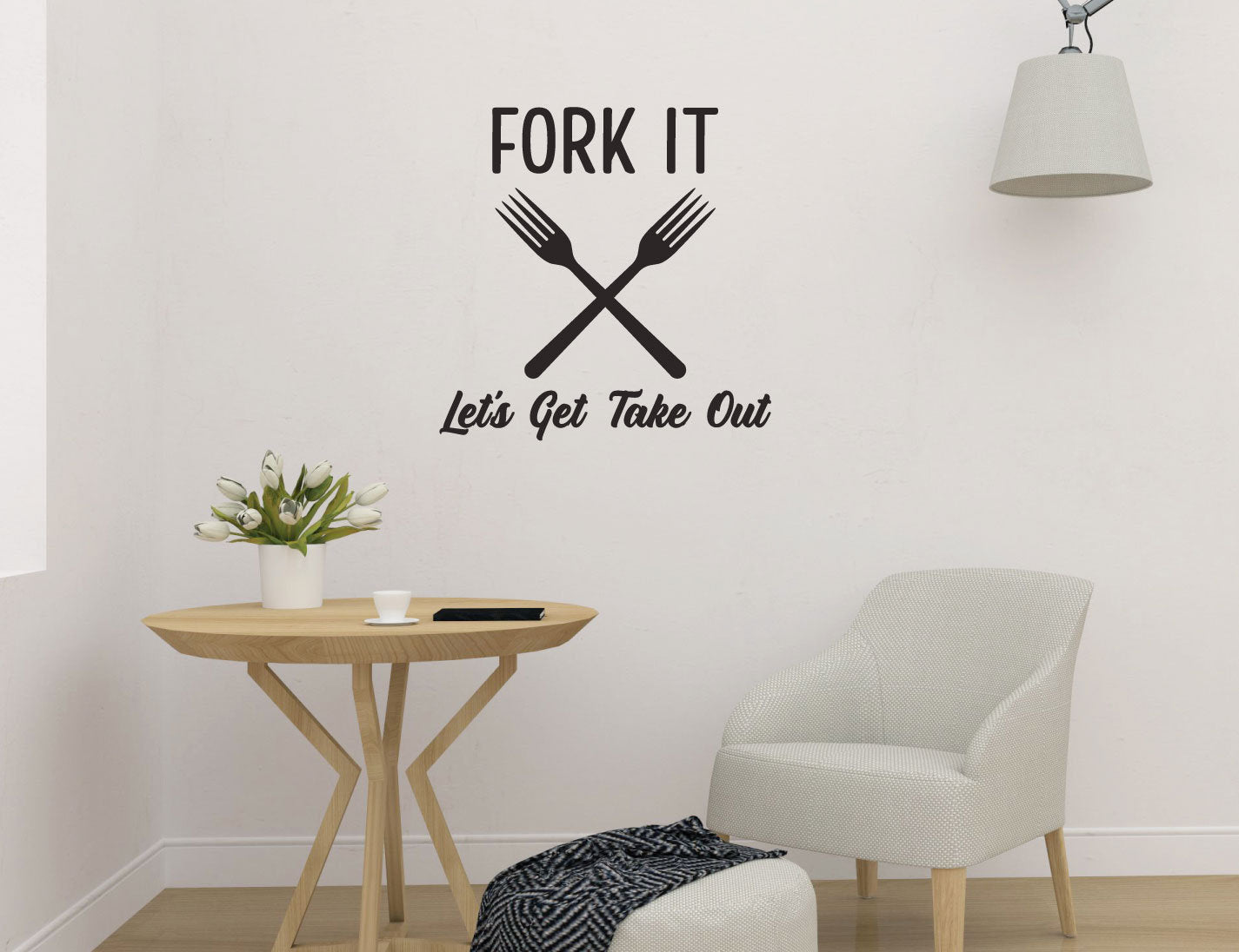 Funny Wall Sticker Quote, Kitchen Wall Decal Quote, Fork It Let's Get Take Out, Takeaway, Kitchen Wall Art, Home Wall Art, Stickers Quotes