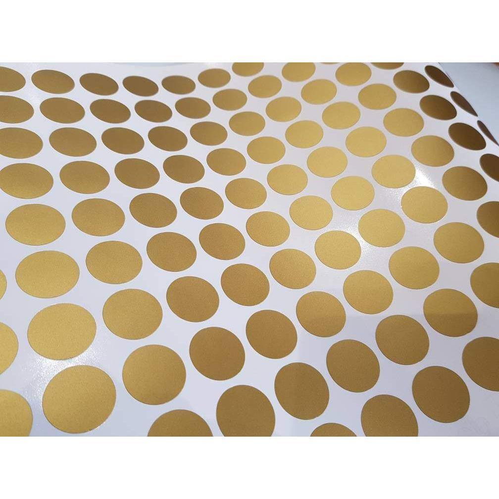 100 Gold Metallic Polka Dot Wall Decals/Wall Stickers, Decoration, Vinyl, Envelope, Car, Office, Home, Nursery Wallpaper, Matte/Gloss