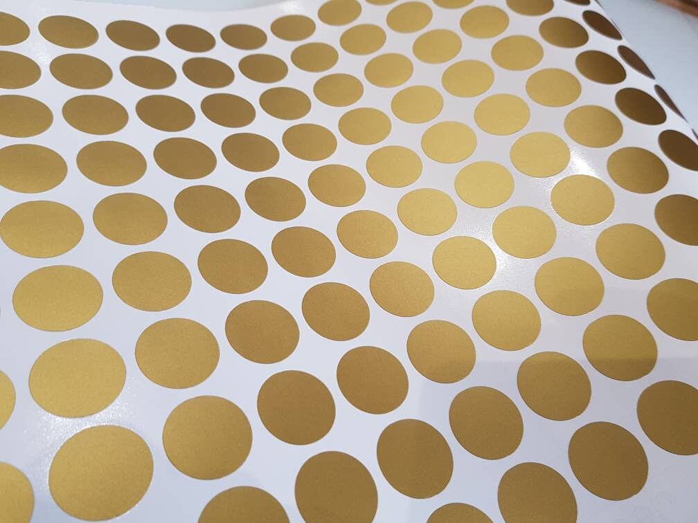 100 Gold Polka Dot Wall Decals/Wall Stickers, Decoration, Vinyl, Envelope, Car, Office, Home, Nursery Wallpaper, Matte/Gloss