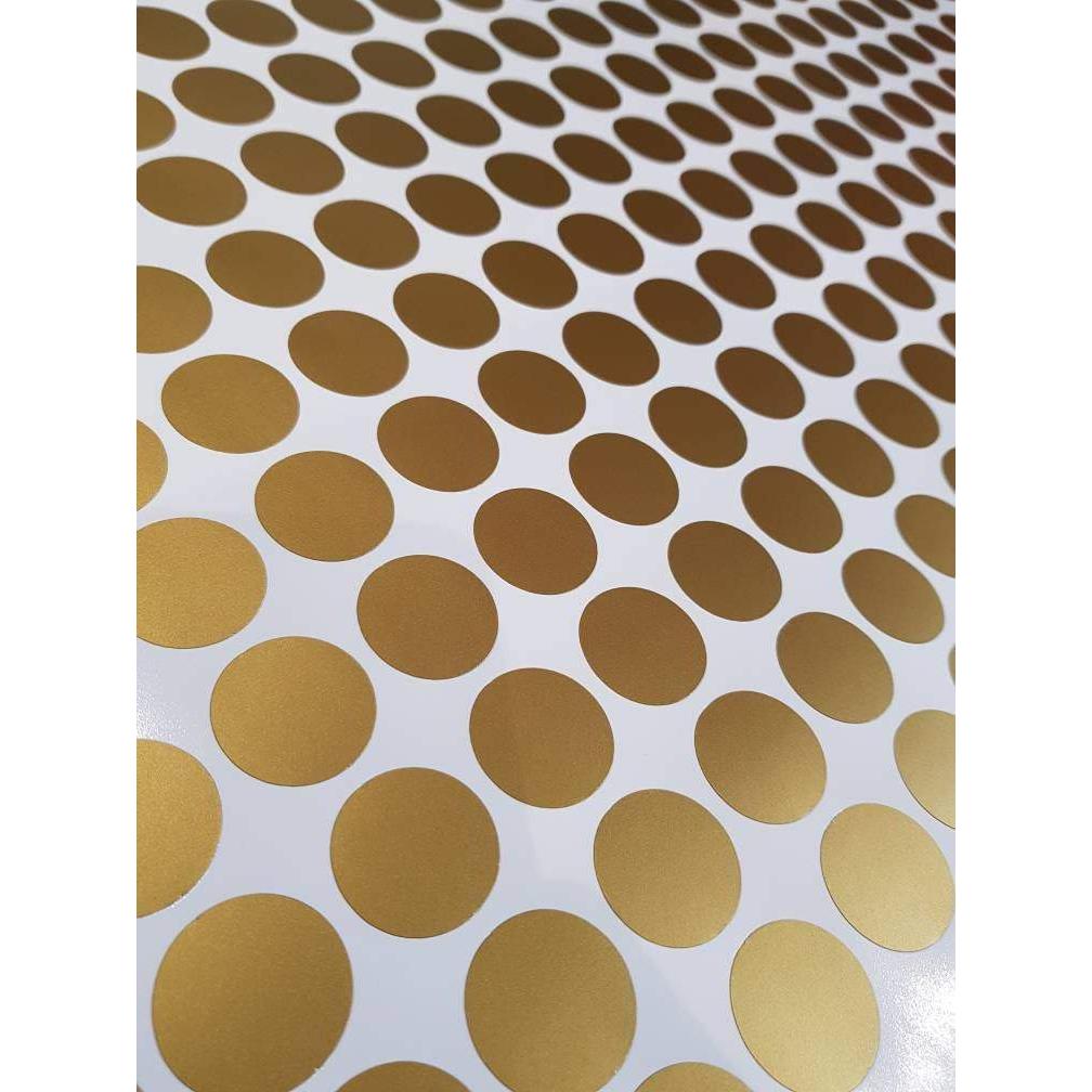 100 Gold Metallic Polka Dot Wall Decals/Wall Stickers, Decoration, Vinyl, Envelope, Car, Office, Home, Nursery Wallpaper, Matte/Gloss