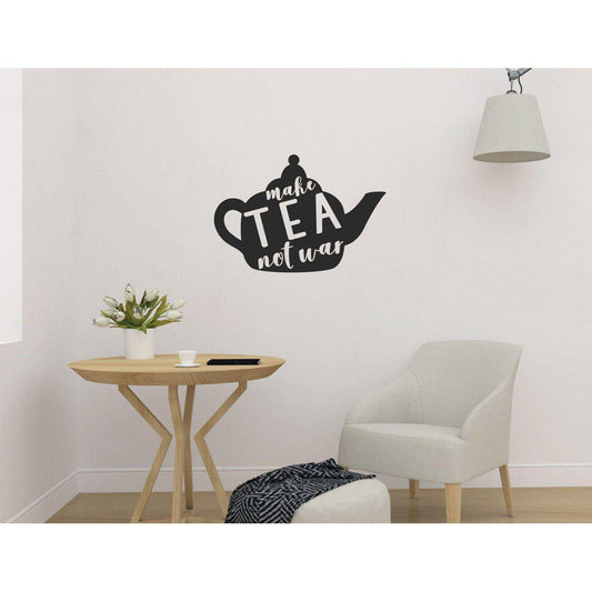 Make Tea Not War Funny Kitchen/Dining Wall Sticker Quote Wall Decal Quote Home Wall Art (36 Colours)