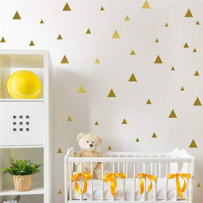 Gold Triangle Wall Stickers Decals Nursery Wall Art Golden Triangle Wall Decor Home Office Childrens Bedroom