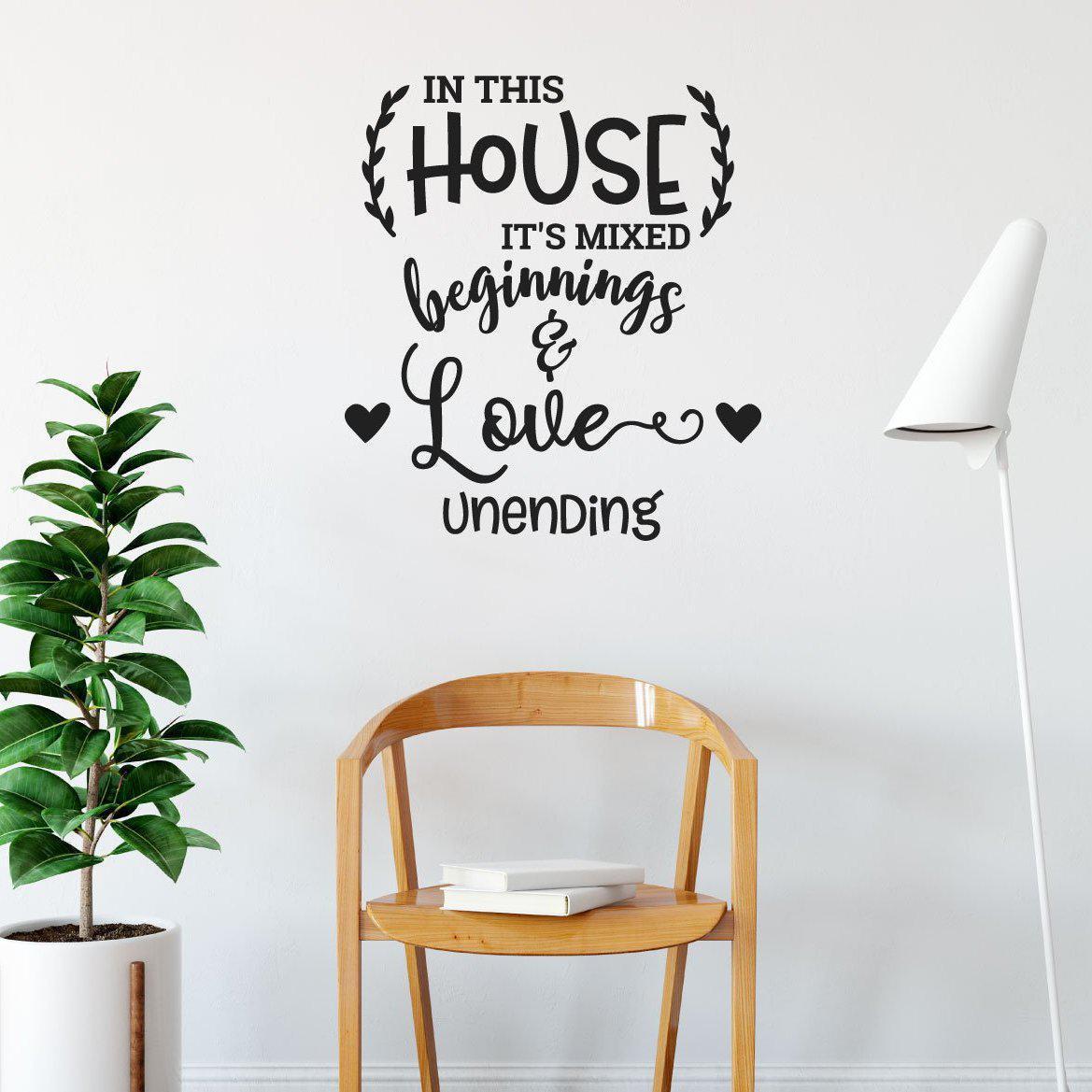 In This House Love Unending Family Home Wall Sticker Quote